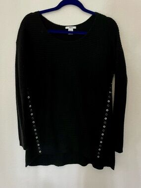 Bar III Black Knit Crewneck Sweater